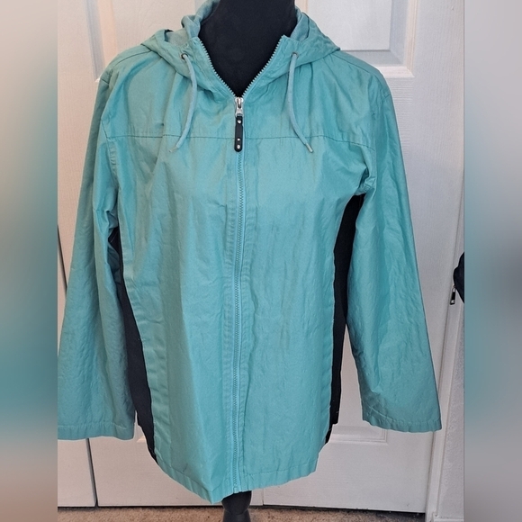 i  5   Women's Turquoise & Black Rain Coat    Size XL - Picture 5 of 8
